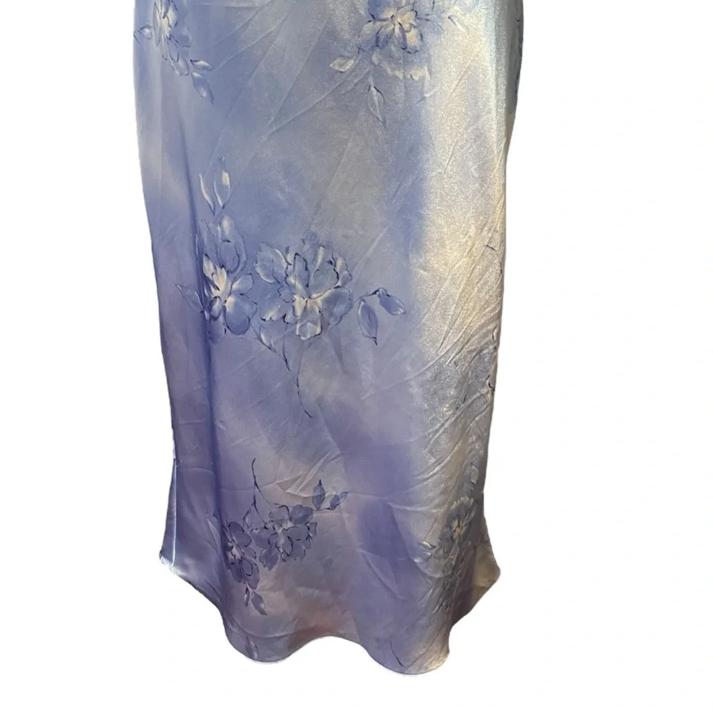 Private‎ Luxuries Vintage Blue Floral Shiny Satin Sexy Slip Dress Nightgown 8 - Picture 9 of 10